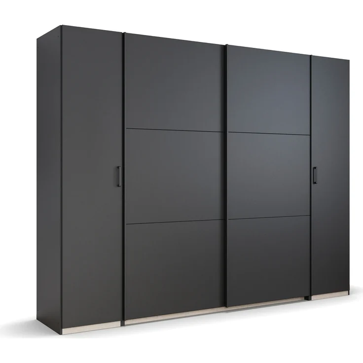 rauch Kleiderschrank, Dreh- und Schwebetürenschrank KRONACH, 4-türig, Grau metallic, 268 x 210 x 59 cm – Bild 3
