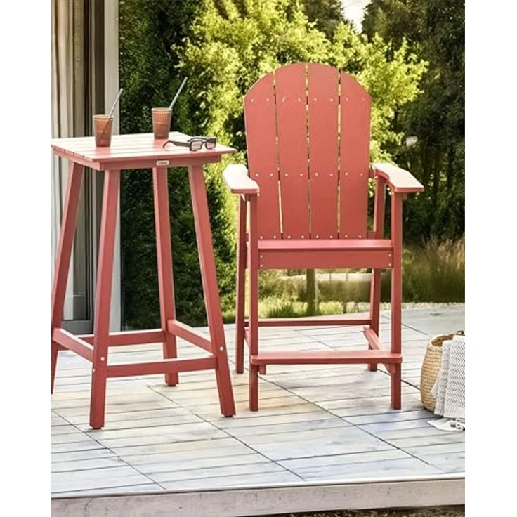 Garten-Barstuhl ADIRONDACK Kunststoff Rot – Bild 2