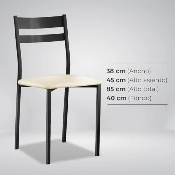 ASTIMESA Küchenstuhl aus Metall mit offener Rückenlehne, Beige, 57 x 45 x 40 cm – Bild 7