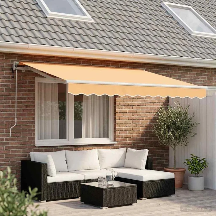 vidaXL Ausziehbare Markise Sand 350 x 250 cm Stoff und Aluminium 3425935 – Bild 1