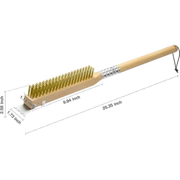 LuxusKollektion Reinigungsbürste für Grill und Pizzaofen, Stahl Messing natur, ca. 64 cm – Bild 7