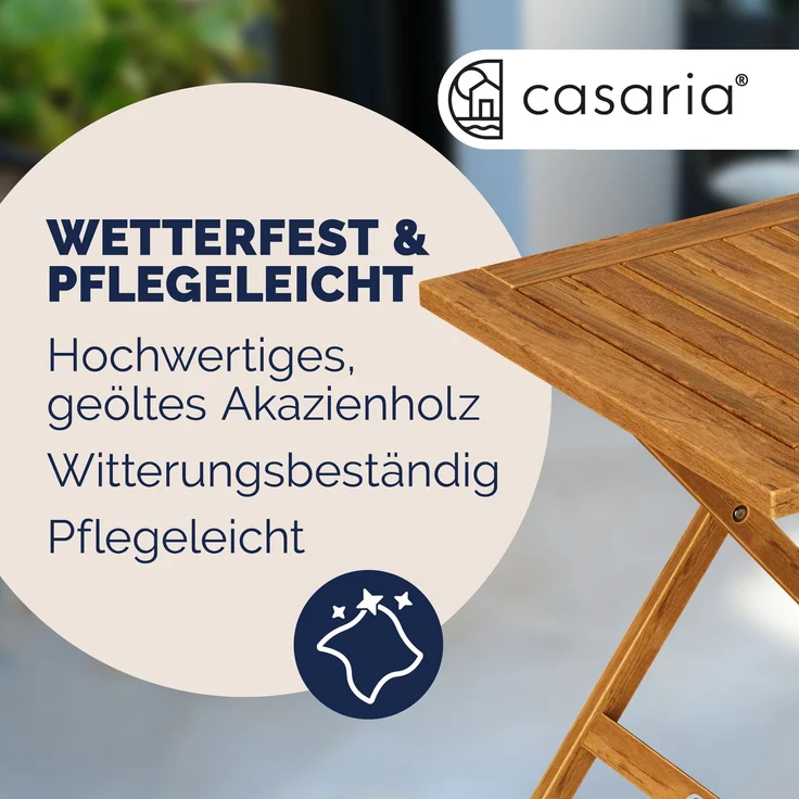 Casaria Beistelltisch, klappbar, Holz Akazie, 46 x 46 cm – Bild 6