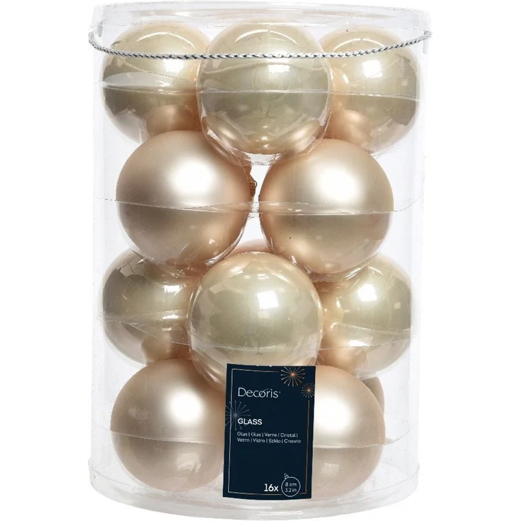 Kaemingk Weihnachtsbaumkugel Weihnachtsbaumkugeln Glas Ø 8 cm 16 Stück perle
