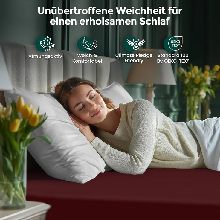 Utopia Bedding - Spannbettlaken 180x200 cm Bis 30 cm - Burgunderrot - Gebürstete Mikrofaser Spannbetttuch - Oeko Tex Standard 100 – Bild 3