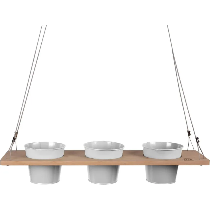 UNUS HOME Blumenkasten Kräuterbar, Pflanzenregal (60cm, weiß), Stabile Drahtseilaufhängung, hängende Kräutertöpfe