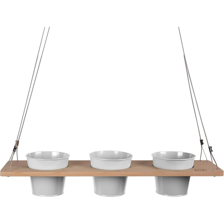 UNUS HOME Blumenkasten Kräuterbar, Pflanzenregal (60cm, weiß), Stabile Drahtseilaufhängung, hängende Kräutertöpfe