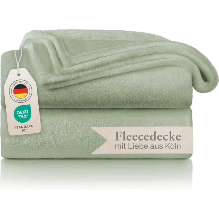 Blumtal Kuscheldecke flauschig - Oeko-TEX zertifizierte Fleecedecke 220x240 cm - Wohndecke 220x240 cm - Decke Couch Wohn- & Kuscheldecke - Flauschdecke Grün - Wohnzimmerdecke Grün- Sommergrün – Bild 1
