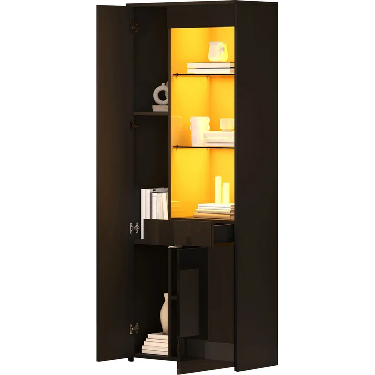 ZUBALIYA Schrank mit LED-Beleuchtung mit Schubladen in Schwarz, ideale Lösung für kleine Räume, robuste Verarbeitung, langlebige Materialien, einfache Selbstmontage, mit verständlicher Aufbauanleitung – Bild 23