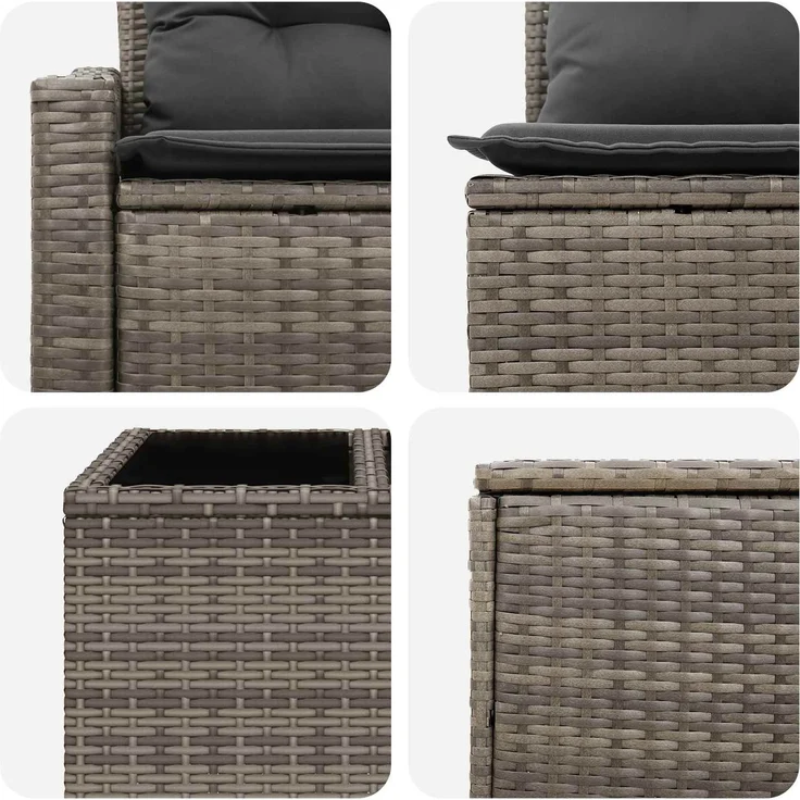 vidaXL Sofa Set 8 stk. Grau und Dunkelgrau Polyrattan und Stahl 3448222 – Bild 8