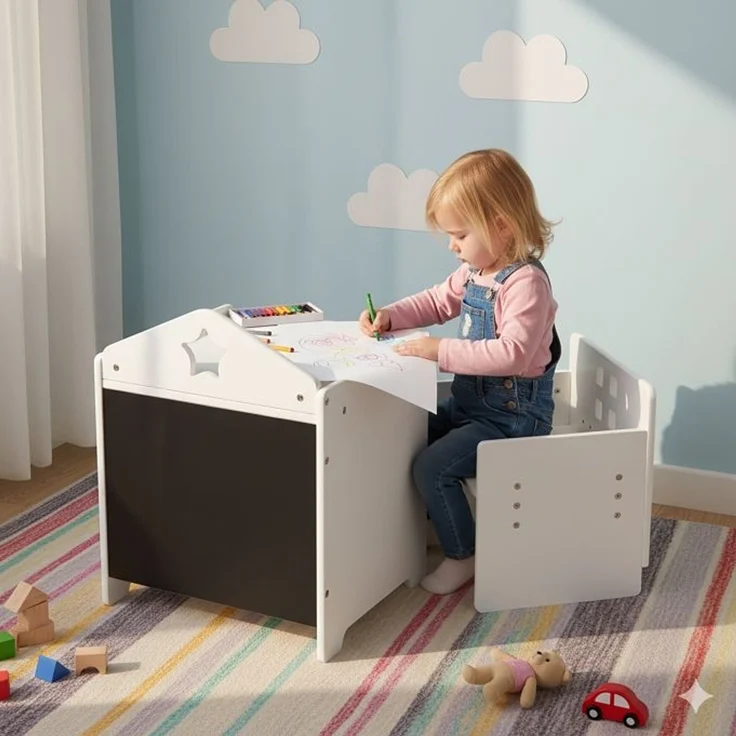 Relaxdays 2-teilige Kindersitzgruppe mit Tafel – Bild 2