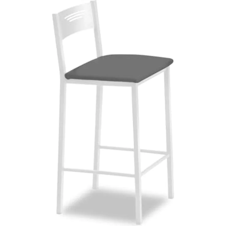 ASTIMESA - Hohe Küchenhocker mit Rückenlehne - Weißes Gestell und Sitzfläche aus Kunstleder - Farbe des Sitzes: Graphit. Lieferumfang: 1 Stück - Maße: 90 cm (Gesamthöhe)
