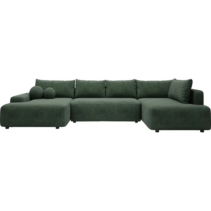 Vente-unique - DAVISO Sofa Stoff Grün - B 204 cm x H 87 cm x L 360 cm – Bild 2
