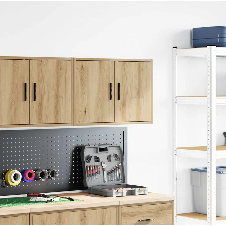 vidaXL Garagen-Wandschrank Artisan-Eiche Holzwerkstoff 860659 – Bild 2