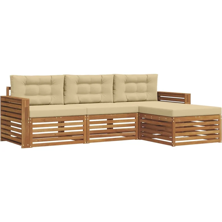 vidaXL Outdoor-Sofagarnitur 4 stk. 3-Sitzer Natur und Beige 3373268 – Bild 2