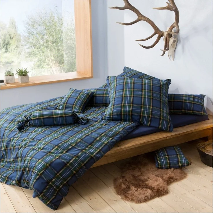 Erwin Müller Kissenbezug Kuschelkissenbezug, Flanell Karo – Bild 2