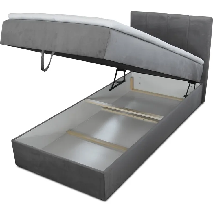 Boxspringbett Star Mini mit Bettkasten, Bonell-Matratze und Topper - Einzelbett mit Matratzentopper, Polsterbett, Bett, Schlafzimmer, Jugendzimmer (Beige (Inari 22), 80 x 200 cm)