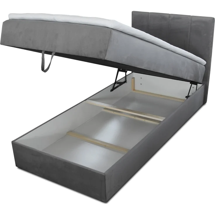 Boxspringbett Star Mini mit Bettkasten, Bonell-Matratze und Topper - Einzelbett mit Matratzentopper, Polsterbett, Bett, Schlafzimmer, Jugendzimmer (Beige (Inari 22), 80 x 200 cm) – Bild 1