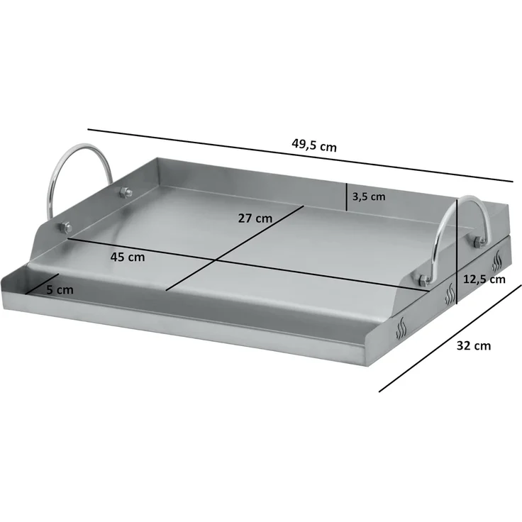 BBQ-Toro Grillplatte Edelstahl, 49,5 x 32 cm, BBQ Plancha für Holzkohle und Gasgrill – Bild 4