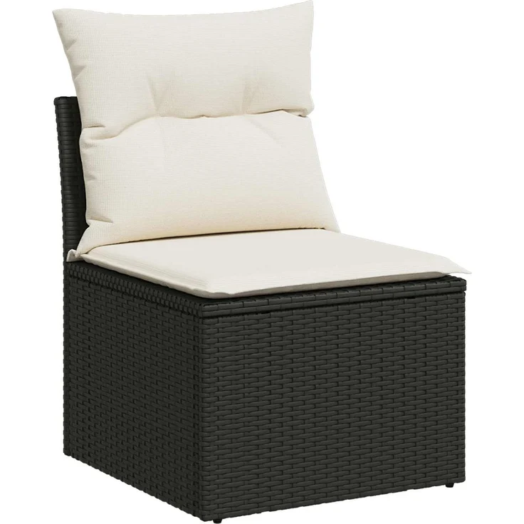 vidaXL Sofa Set 5 stk. Schwarz und Cremeweiß Polyrattan und Stahl 3447812 – Bild 4