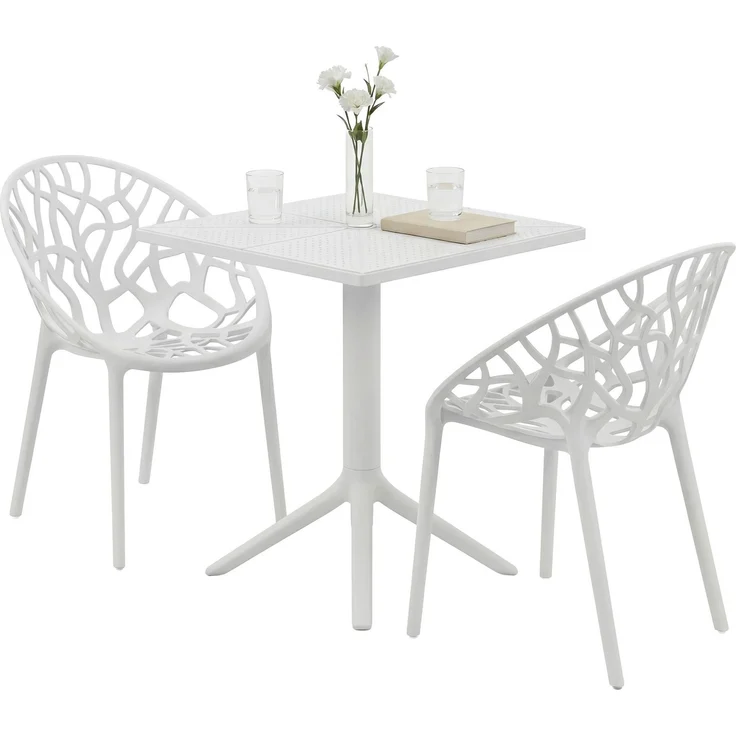 Gartenmöbel-Set SOFIA mit 2 Stühlen - 180x180x80cm, Kunststoff, Weiß | Balkonset Gartenset Tisch mit Stühlen Bistroset Outdoor – Bild 1