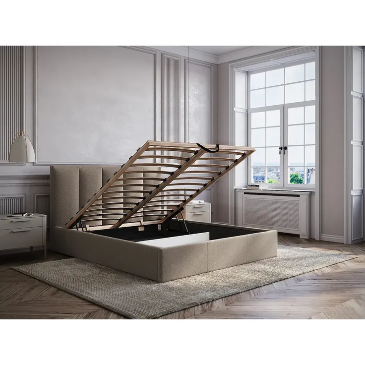 Vente-unique - KILACLO Bett Stoff Schokoladenbraun - B 213 cm x H 106 cm x L 190 cm – Bild 2