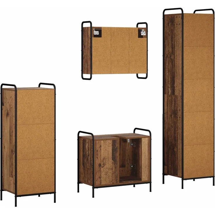 vidaXL Badezimmerschrank-Set 4 stk. Altholz 40 x 36 x 181 cm 3444631 – Bild 8