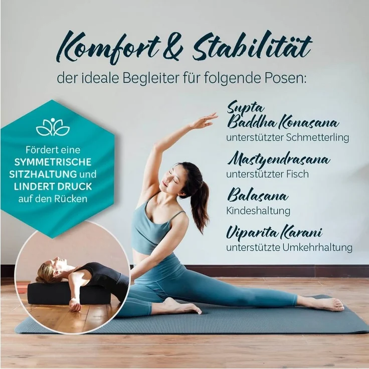 #DoYourYoga Yogakissen Yoga Bolster Paravati, gefüllt mit Bio-Buchweizenschalen,Yogakissen 67x22x13cm – Bild 3