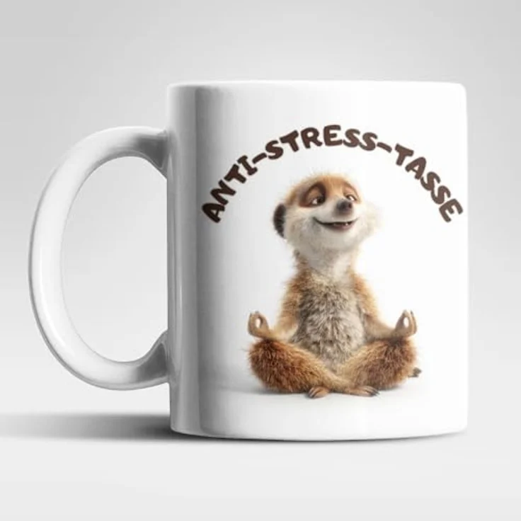 WS-Trend Tasse Anti Stress Erdmännchen Kaffeetasse Teetasse Tasse Geschenkidee, Keramik – Bild 1