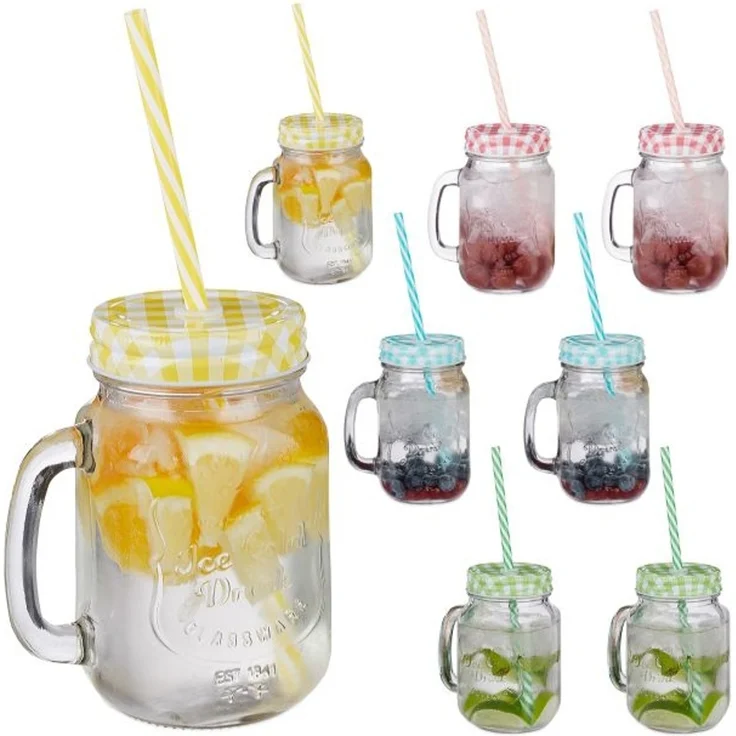 Trinkgläser mit Strohhalm 8er Set – Bild 1