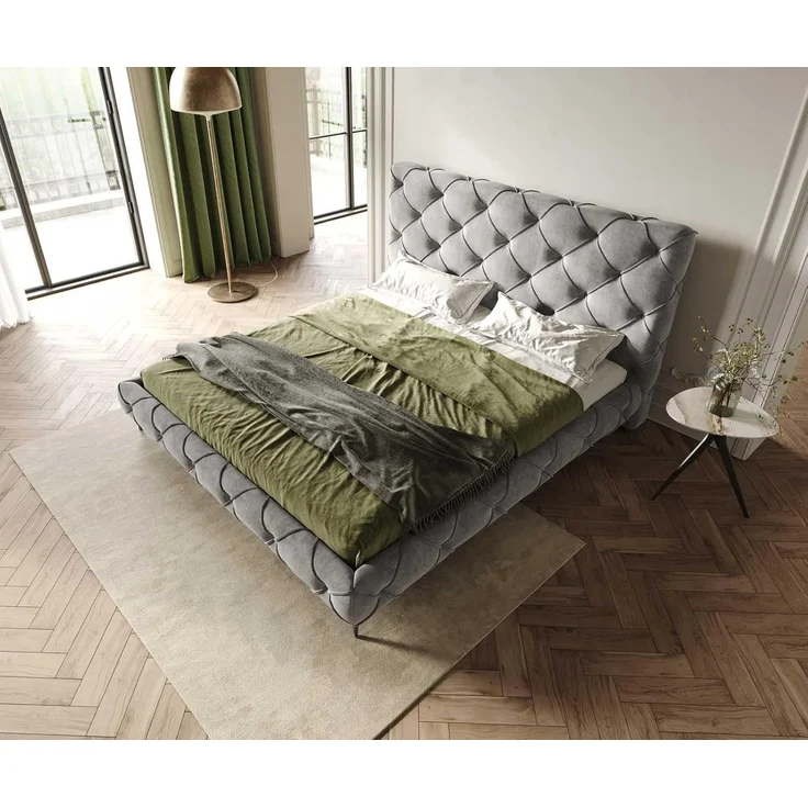 Polsterbettgestell Nayara 180x200 cm Mikrofaser Grau – Bild 5