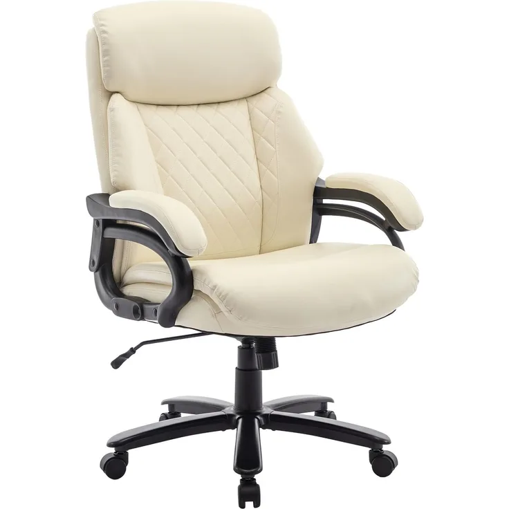 COLAMY XXL Chefsessel[181kgs] - Hochlehner Bürostuhl Leder mit verstellbaren Armlehnen& strukturierter Rückenlehne- Extra breiter Sitz (59cm) für Homeoffice und Büro, Ivron