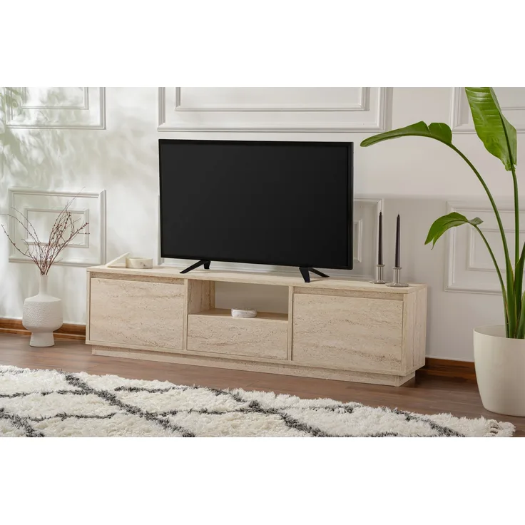 TV-Ständer, 'Vanguard', 42 x 29,5 x 160, Travertin