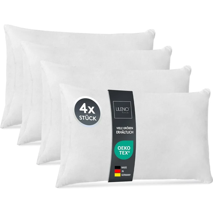LILENO HOME 4er Set Kissenfüllung 40x60 cm - 40°C waschbares Innenkissen geeignet für Allergiker - Polyester Kisseninlet als Couchkissen, Sofa Kissen, Cocktailkissen und Kopfkissen – Bild 1