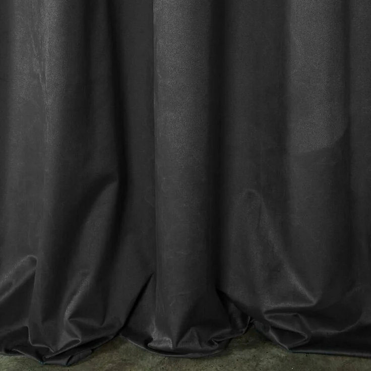 Design91 Samtvorhang, Ösen, Polyester schwarz, 140x250 cm – Bild 3