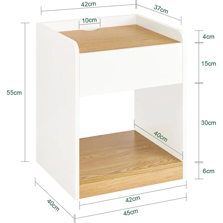 SoBuy FBT128-WN Nachttisch, MDF, Lackiert, Weiß, 42 x 55 x 40 cm – Bild 3