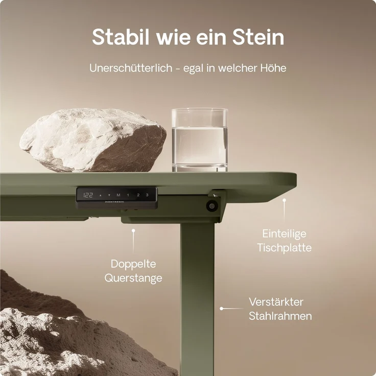 Desktronic HomeOne Elektrisch höhenverstellbarer Schreibtisch 140x70cm Schwarz/Grün mit Memory-Funktion, Anti-Kollisions Technologie, USB-A und USB-C-Ladeanschlüssen – Bild 4