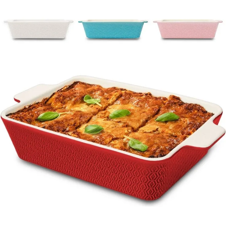 Praknu Auflaufform Auflaufform Groß aus Keramik - Extra Hoher Rand - Für Lasagne, – Für, Porzellan - Keramik, (1-St), Für 4 Personen Lasagne, Tiramisu & Auflauf - Hoher Rand - Rechteckig