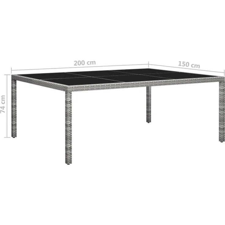 Gartentisch, Esstisch, Küchentisch Grau 200x150x74 cm Poly Rattan – Bild 5