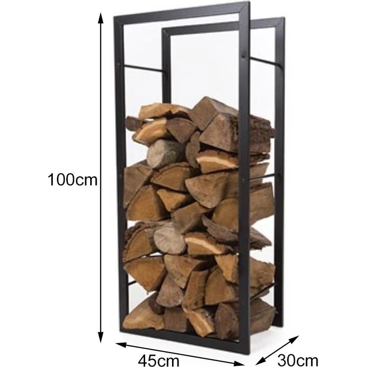 Kaminholzregal für innnen, Stahl Schwarz - Höhe 100cm Breite 45cm – Bild 3