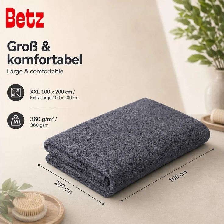 Betz Badetuch 2 Stück Saunatücher groß XXL Berlin 100x200 cm, 100% Baumwolle (Set, 2-St), Badetuch Saunatuch Badetücher Saunatücher