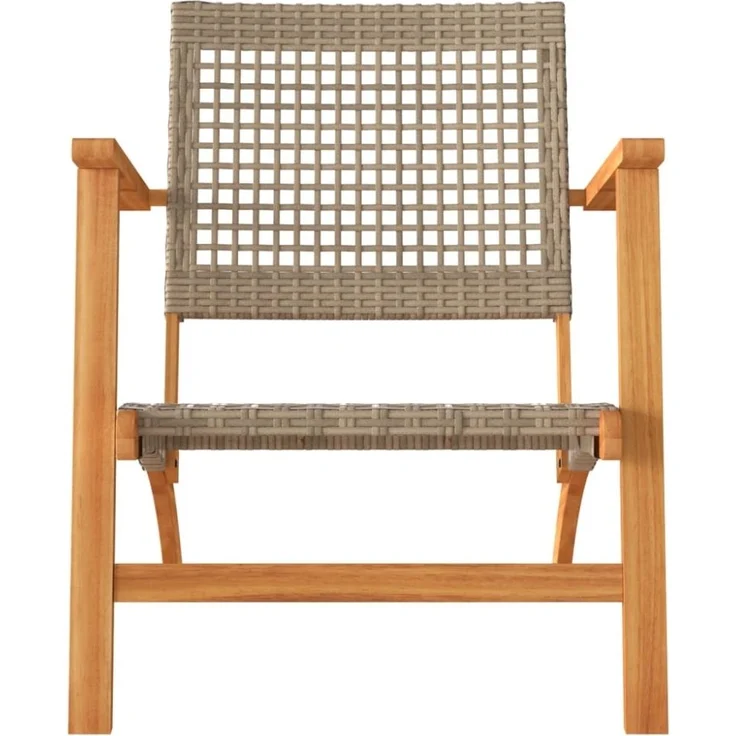 vidaXL Gartenstühle 2 Stk. Beige Poly Rattan und Akazienholz 365869 – Bild 8