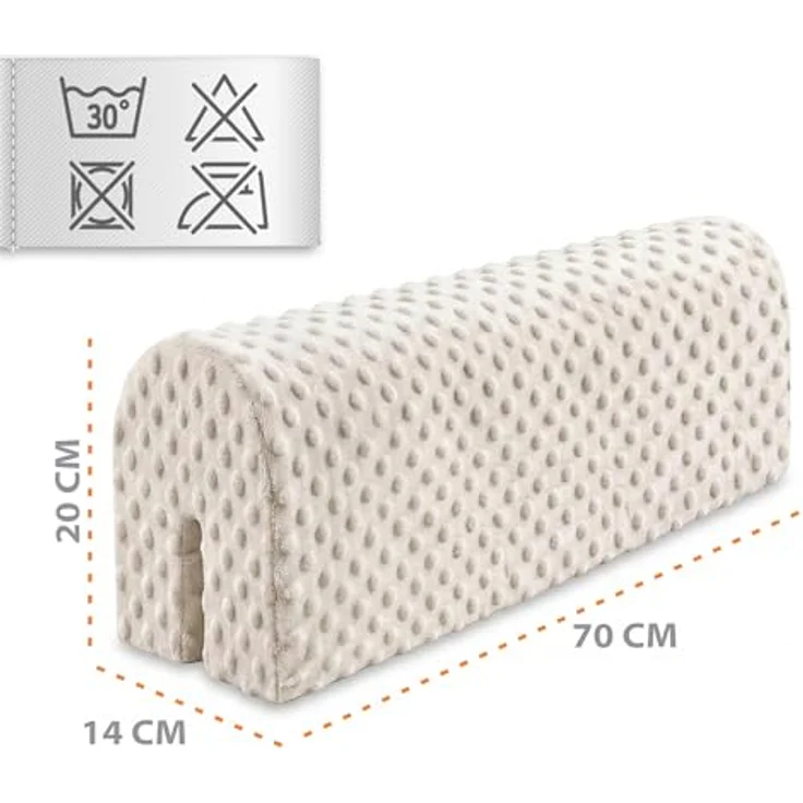 Bettkantenschutz für Kinderbetten 70 cm - Schutz für Bettrahmen Baby Bett rausfallschutz für boxspringbett bettgitter mit Bezug Kantenschutz Kinder Babybett Hellbeige – Bild 3