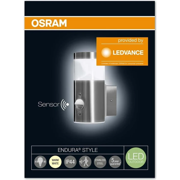 Osram LED Wand- und Deckenleuchte, Leuchte fuer Aussenanwendungen, warmweiss, Integrierter Tageslicht- und Bewegungssensor, Endura Stlye Mini Wall Sens – Bild 6