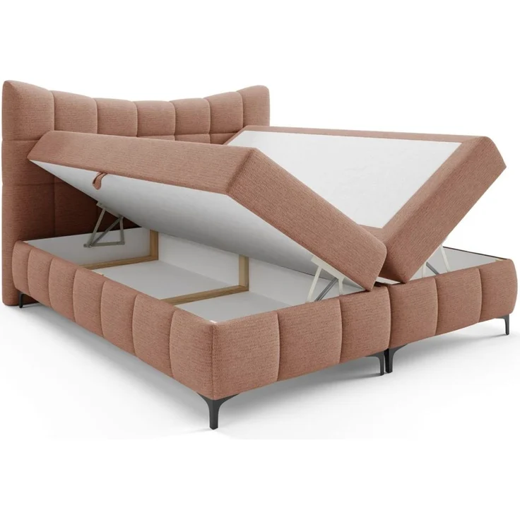 Boxspringbett Schlafzimmerbett CHARLES 200x200cm Stoff Aragon Rostbraun – Bild 2