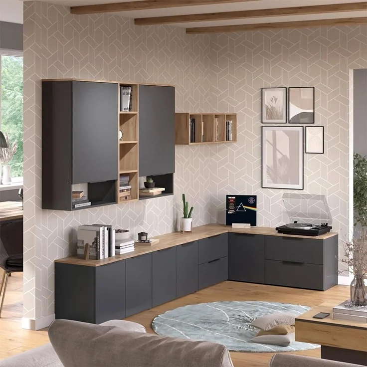 Wohnwand Wido Anthrazit 9 Teile Vicco – Bild 4