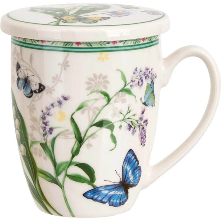 DUO Becher FLOWER DREAM, 360 ml, mit Teesieb und Deckel, New Bone China Porzellan – Bild 2