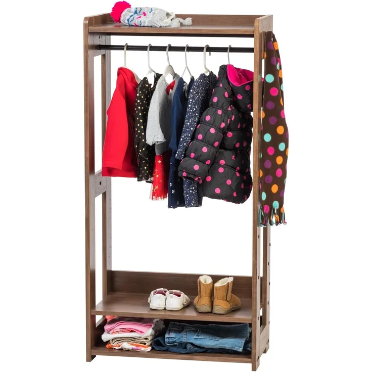 Iris Ohyama, Garderobenständer, Garderobenständer mit Regal für Kinder, Kinderkleiderorganizer,Modular, Zeitgenössisch, Schule, Zimmer, Eingang - Kids Garment Rack - KWR-1 - Braun