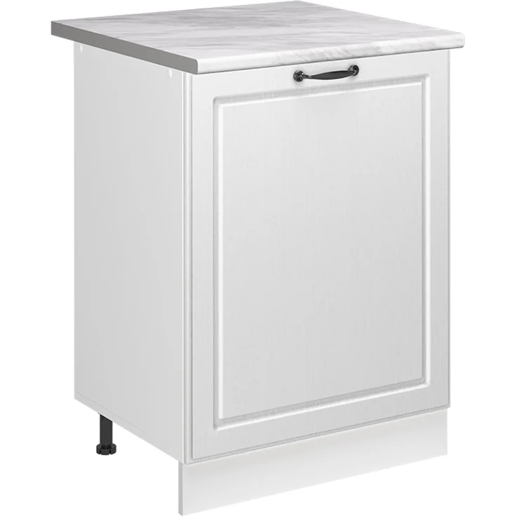 Küchenunterschrank R-Line Weiß Landhaus/Weiß 60 cm mit 1 Tür Arbeitsplatte Marmor Vicco – Bild 1