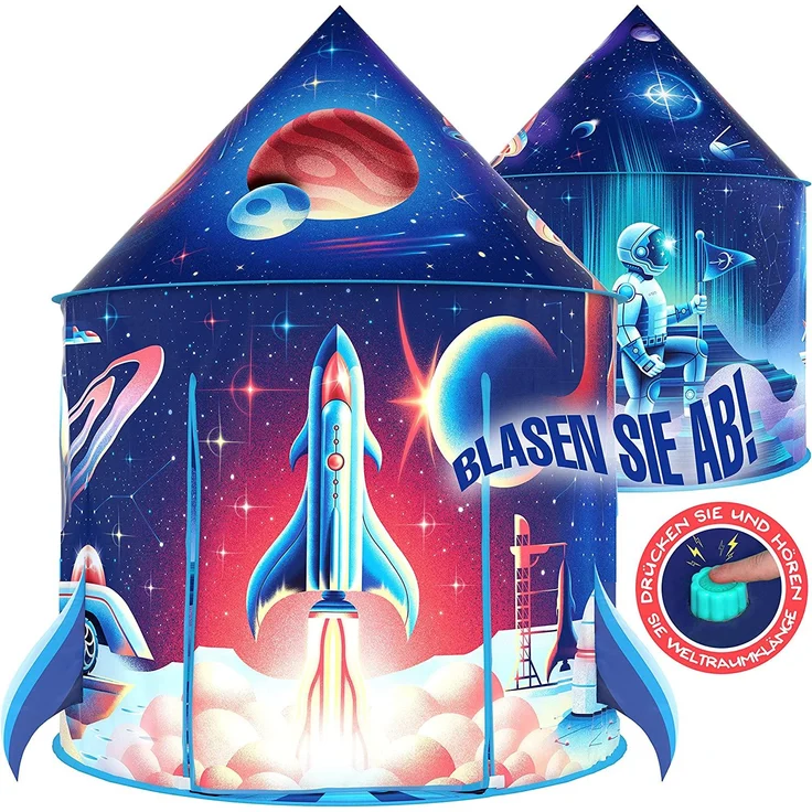 W&O Rocket Ship Play Tent with Blast Off Button - Rocket Tent , Pop Up Tents for Kids, Rocket Ship Tent , Space Tent, Space Toys , Kids Tent Indoor & Outdoor, Kids Play Tent, Play Tents, Rocket Toy – Bild 1