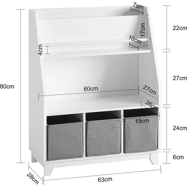 SoBuy KMB34-W Kinderregal, MDF, Lackiert, Weiß, 119 x 116 x 39 cm – Bild 3